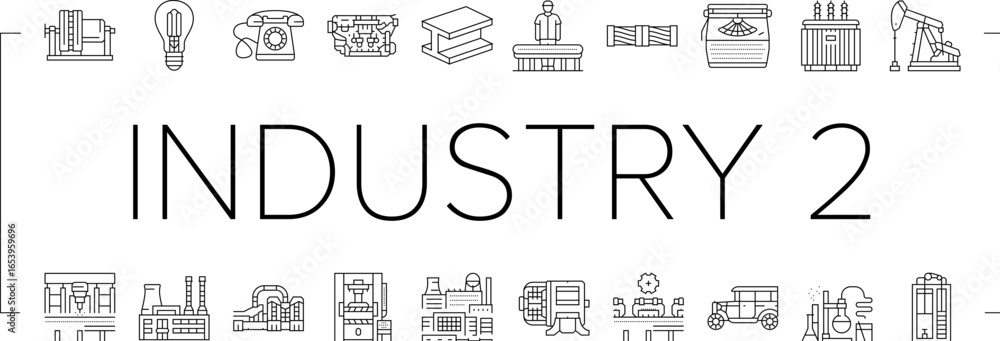Poster industry 2.0 automation robotics icons set vector