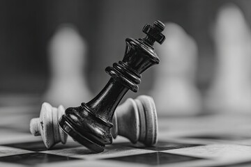 Black king standing over fallen white pieces