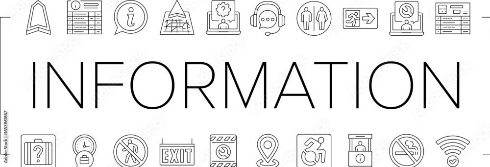 Poster information data knowledge icons set vector