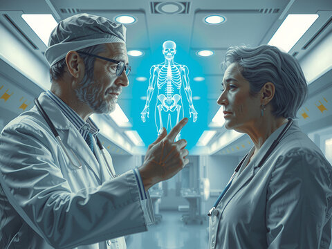 AI-Powered Medical Consultation: Doctor Explains Anatomy via Hologram to Patient