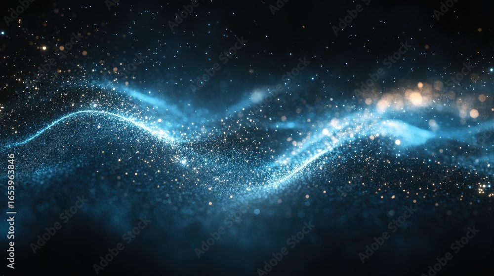 Poster a mesmerizing display of flowing, shimmering particles, exhibiting a dynamic interplay of light and 