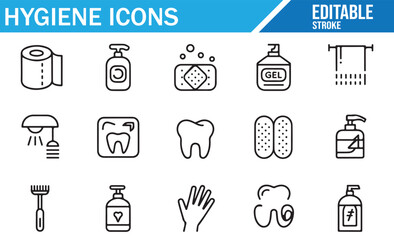 Personal Hygiene and First Aid Icons for Health and Cleanliness Services