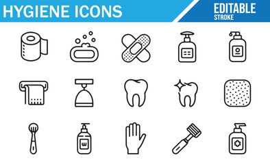 Hygiene Icons for Body Care, Oral Health, and Cleanliness Routine
