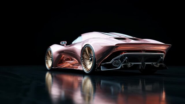 A breathtaking hypercar captures attention with its aerodynamic curves and reflective surfaces, highlighting modern engineering brilliance at a high-profile exhibition.