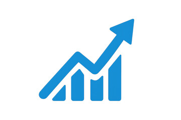 Upward blue curved arrow icon Business Growth, Success, Finance, Profit Increase, Positive Trend, Analytics, Marketing, Economic Rise, Stock Market, Investment, and Performance Concept