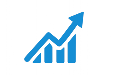 Upward blue curved arrow icon Business Growth, Success, Finance, Profit Increase, Positive Trend, Analytics, Marketing, Economic Rise, Stock Market, Investment, and Performance Concept