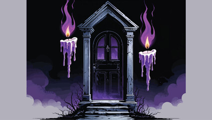 Mystical Floating Candles: Magical Ritual with a Spooky Doorway
