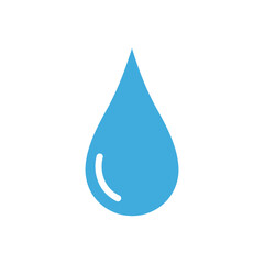 A blue water drop icon on a white background.