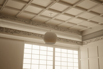 3D Rendering of Japanese Gotenjo ceiling in complete white color