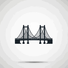 Obraz premium A suspension bridge icon on a light grey background.