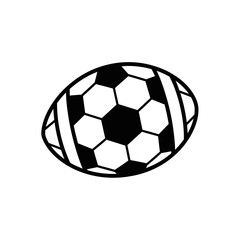Fototapeta premium Black and white illustration of a soccer ball and rugby ball.