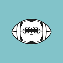 Stylized football on a solid blue background.