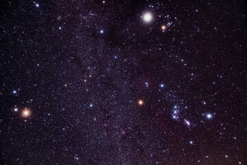 Obraz premium Orion constellation and Milky Way stars.