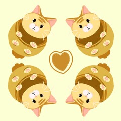 set of cartoon animal cats