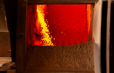 Expanded clay production. Furnace. Clay.