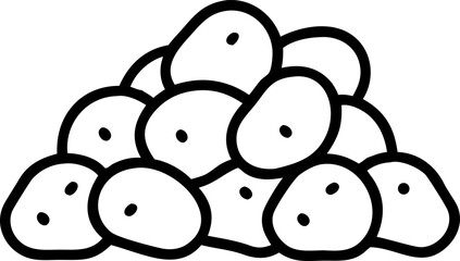 Illustration of a pile of freshly harvested potatoes on a clean white background