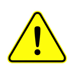 Yellow warning triangle exclamation mark symbol for danger alert and cautionary information transparent background