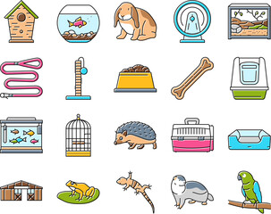 multi species home icons set vector