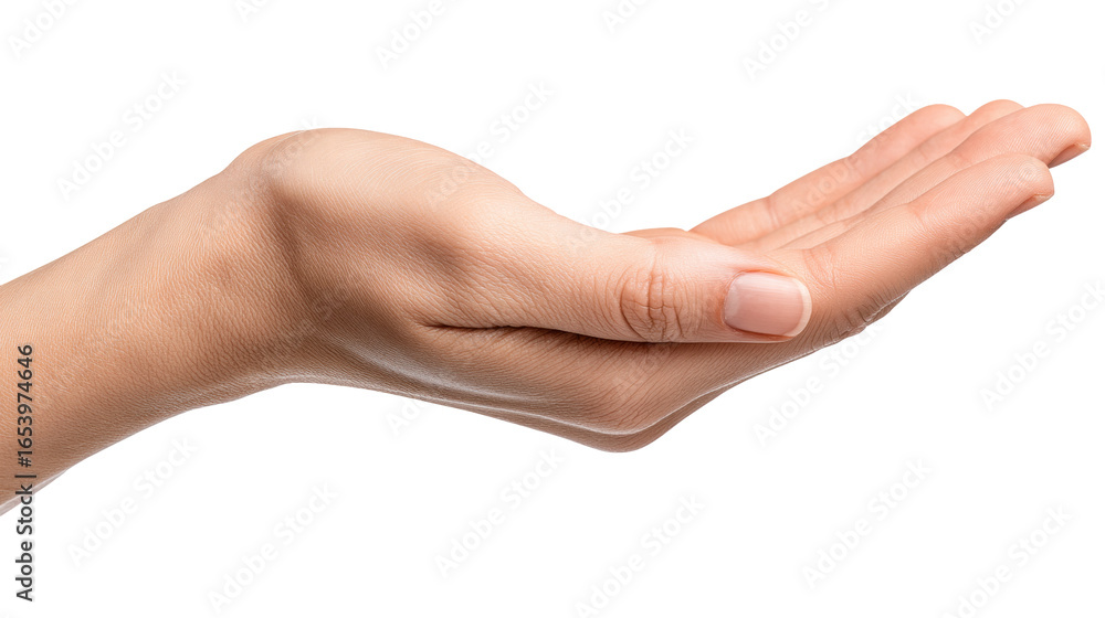 Poster isolated hand on transparent background with palm open and fingers relaxed in natural pose