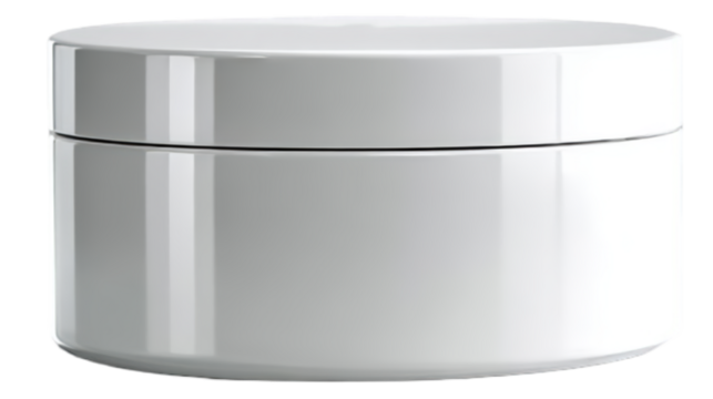 Sleek White Cylindrical Container with Reflective Surface and Subtle Line Detail.