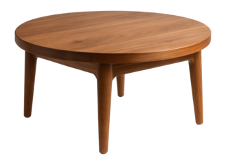 Round modern wooden coffee table.