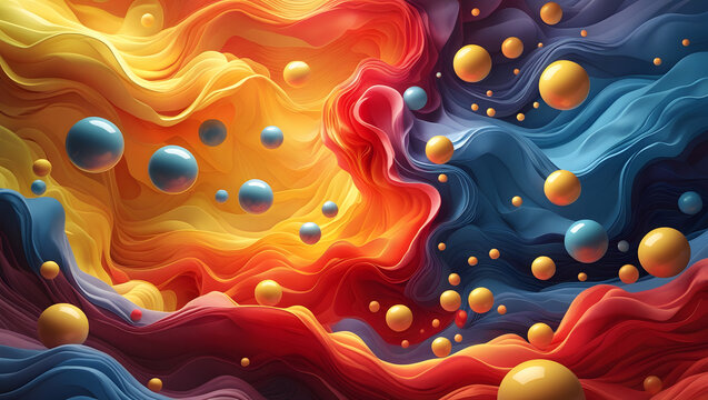 Red and yellow abstract fractal background with colorful pattern and decorative design