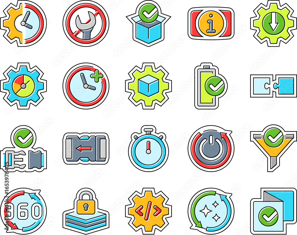 Poster assembly setup product icons set vector