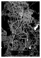 Jos Nigeria City Street Map. downtown printable Landmarks, print city painting, travel art, city banner, modern city, urban city art, background abstract city