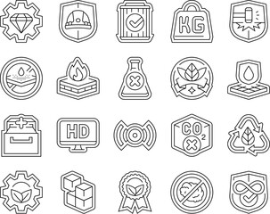 strength durability product icons set vector