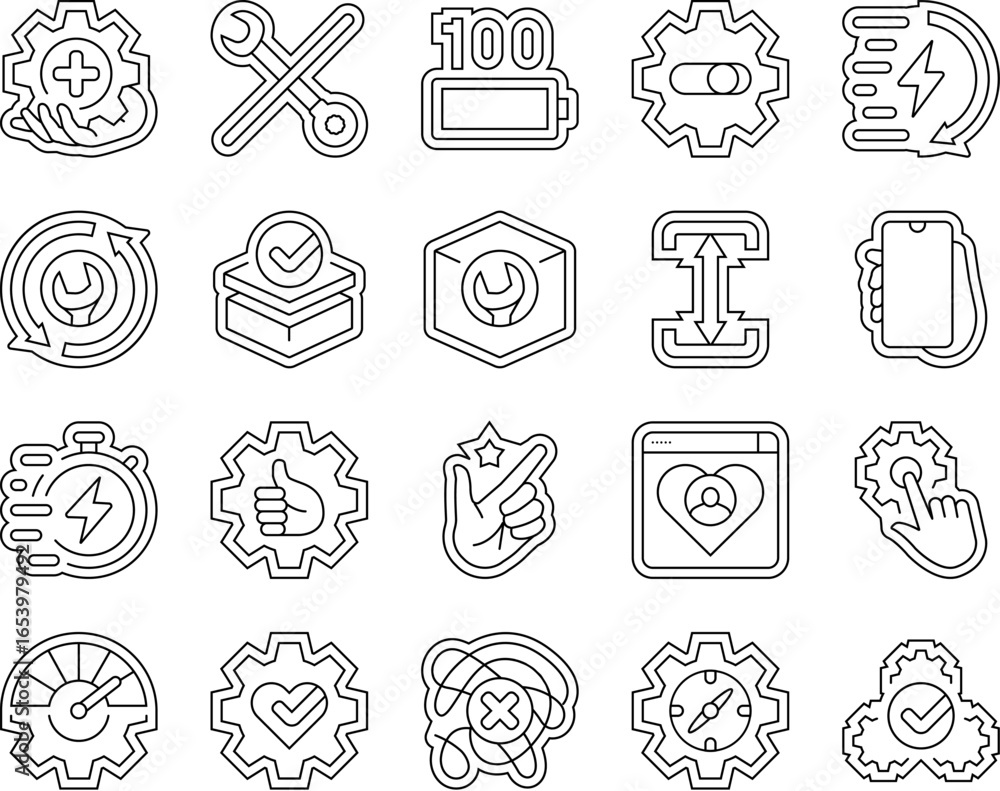 Poster ease of use product icons set vector