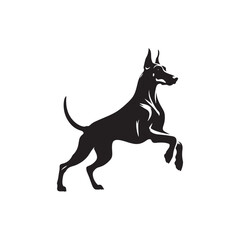 Doberman Pinscher Vector Silhouette – Strong and Elegant Guard Dog Outline, Perfect for Pet Lovers, Logos, Prints, Graphic Design, Illustrations, Home Decor, Stencils, Icons, and Creative Projects
