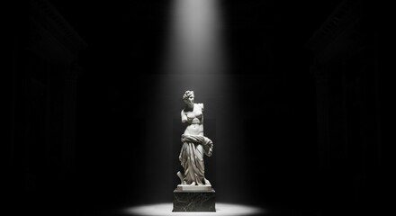 Venus de Milo Statue Spotlighted in Dark Museum