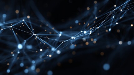 Futuristic digital network visualization with glowing data connections, abstract technology background with particles and lines, high-tech interface for ai, networking, and innovation concepts