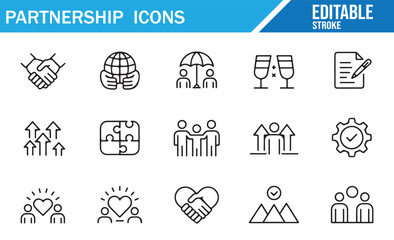 Business Partnership and Collaboration Icons for Corporate and Teamwork Themes