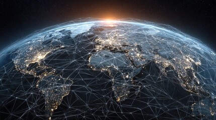 Global network of connections over Earth at night