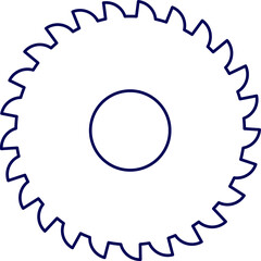 Vector illustration of a circular saw blade. Minimalist Circular Saw Blade Icon in outline. Circular Saw Blade Detailed Outline Line Art Drawing with Sharp Teeth. circular saw disc icon