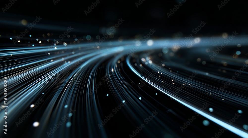 Poster flowing speed lines technology background with futuristic motion effect, abstract digital network co