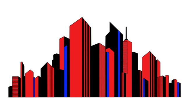 cityscape skyline vector illustration with modern skyscrapers.