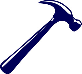 Hammer silhouette isolated on white background. claw hammer silhouette tool. A simple black silhouette illustration of a claw hammer on white background