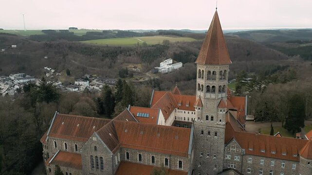 Drone footage of the abbey in Clervaux, Luxembourg