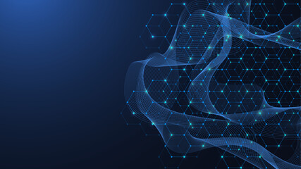 Abstract digital blockchain cube blocks concept. 3D big data cubes quantum computer technology idea. Artificial intelligence data core cubes design element