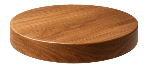Round wooden display platform on.