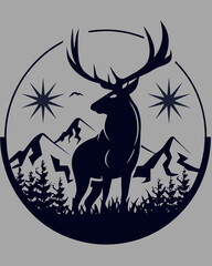 Deer in the Forest and Mountains