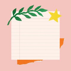 White note pad, simple botanical paper cut design