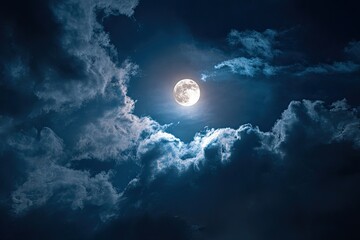 Full moon through stormy clouds