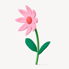Fototapeta premium Aesthetic 3D flower clipart, pink floral illustration