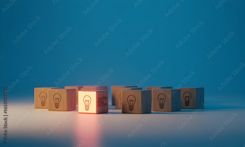 Poster close-up of a small collection of brown cardboard boxes with a highlighted box in the center, viewed