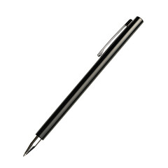 Sleek black ballpoint pen isolated on transparent background