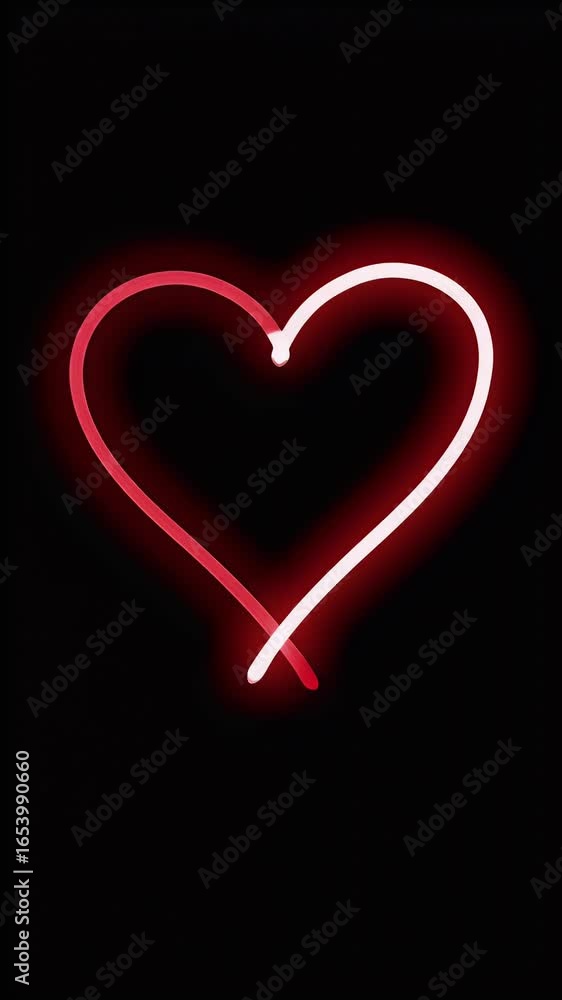 Poster glowing red heart shape animation heart symbol modern abstract motion graphics