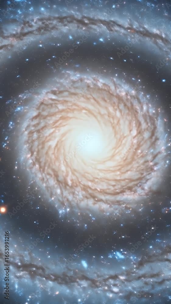 Poster glowing spiral galaxy in deep space rotation stars nebula astronomy 3d rendering